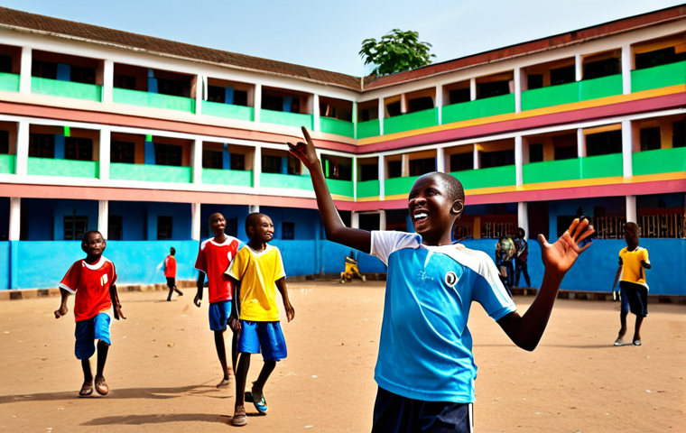 기니에서 인기 있는 스포츠 - Football Passion**

A vibrant scene of a Guinean street football game. Children and young adults are...