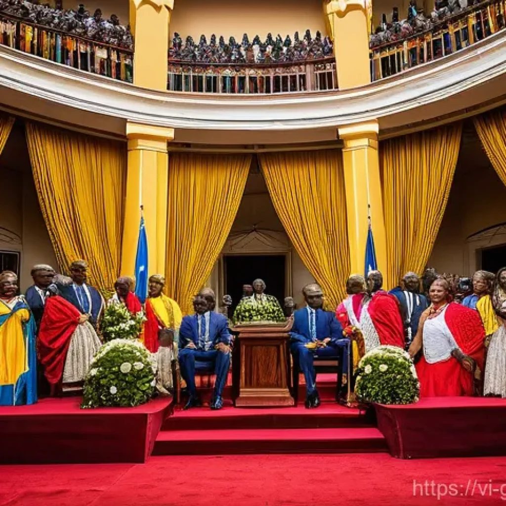 알파 콩데 정치 행보 - **Prompt:** A vibrant and hopeful scene depicting Alpha Condé's inauguration as Guinea's first freel...