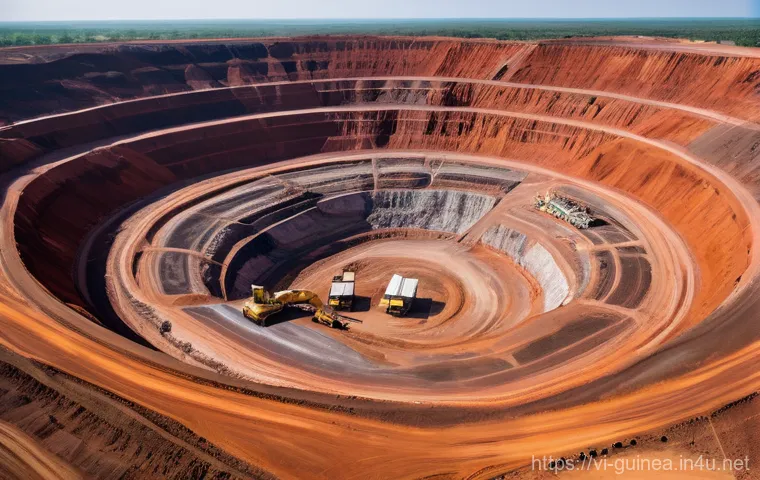 기니에서 생산되는 주요 수출품 - Prompt 1: Vast Bauxite Mining Landscape**