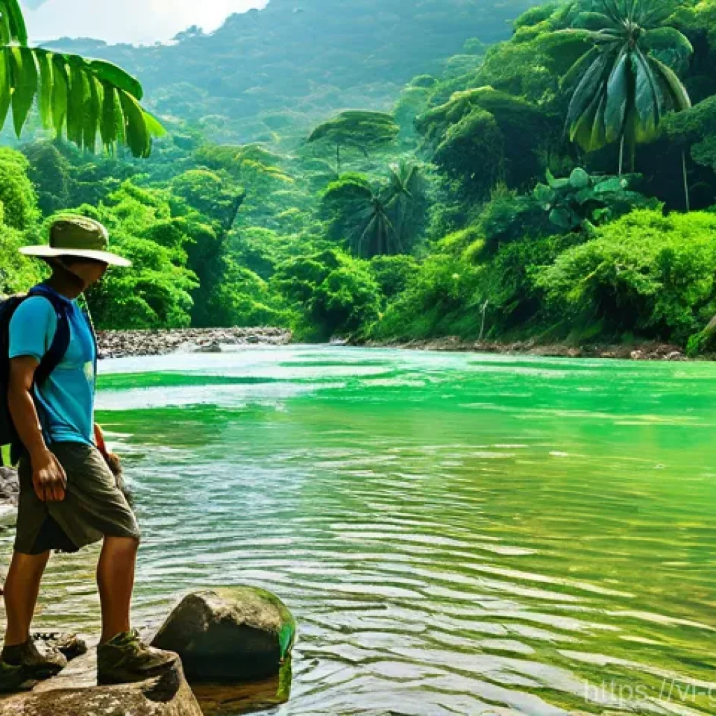 기니 수돗물 및 정수 필수 여부 - **Prompt 1: Adventurous Traveler Using a Portable Water Filter in Guinea**
    "A young adult, solo ...