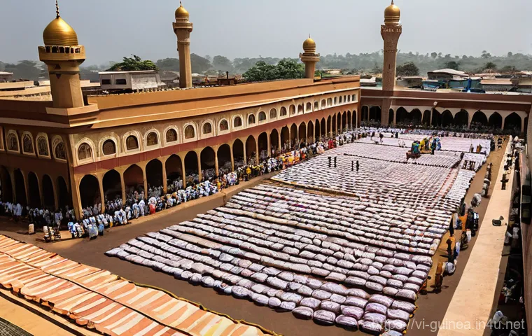 기니의 주요 종교와 종교적 관습 - Prompt 1: Serene Islamic Prayer in Conakry**