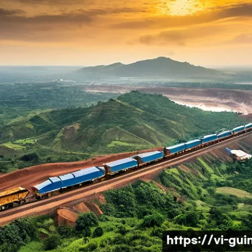 기니에서 해외 투자 기회 분석 - **A panoramic and dynamic view of Guinea's robust mining and infrastructure development.** The image...